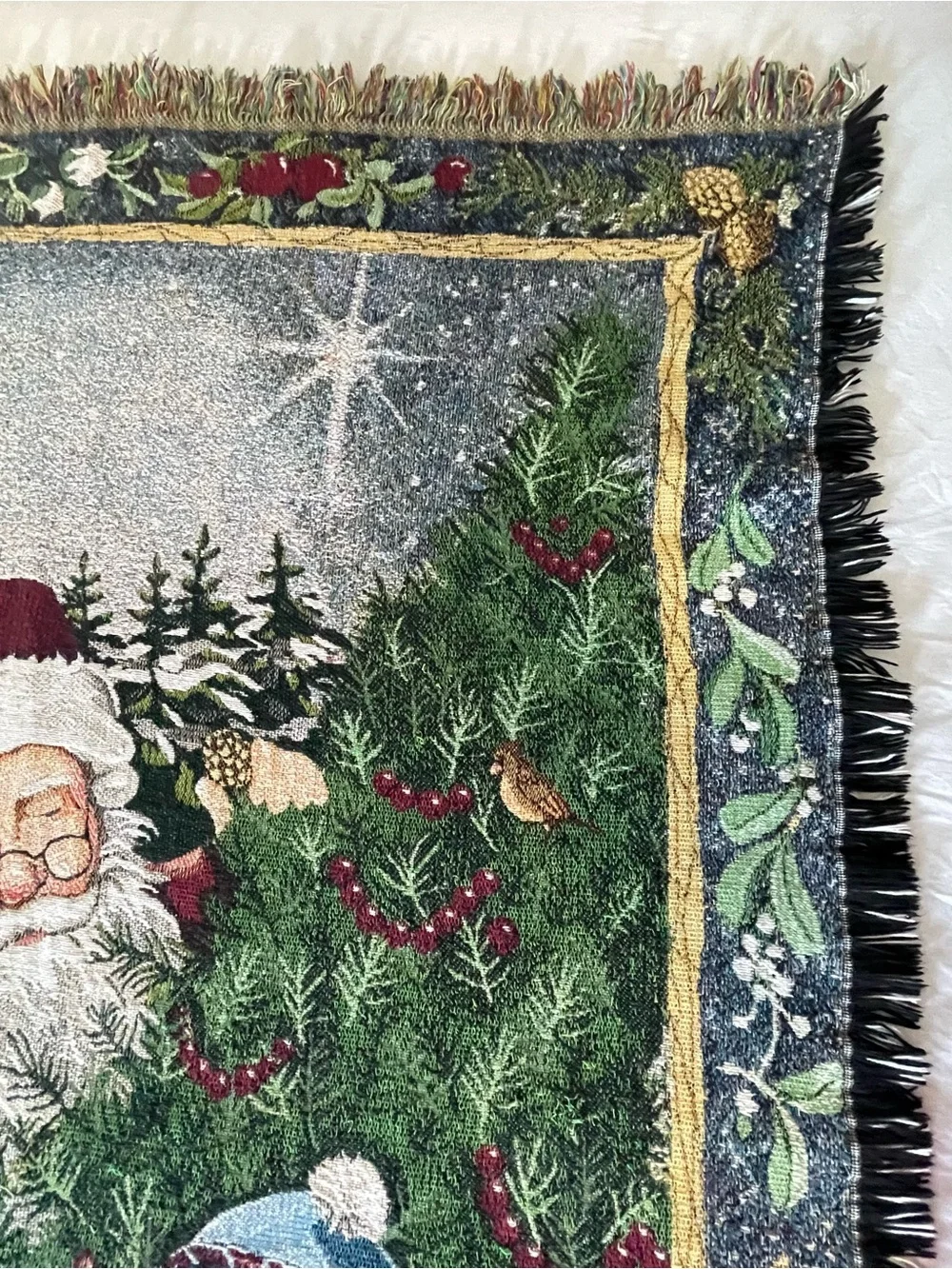 Betty Smith Whiteaker The Season of Giving Holiday Tapestry Throw Fringe Cotton